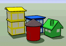 A  picture of houses from Google Sketchup